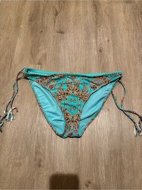 Turquoise Paisley Tie-Side Bikini Bottom - Women Swim
